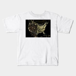 USA at night, satellite image (C024/9398) Kids T-Shirt